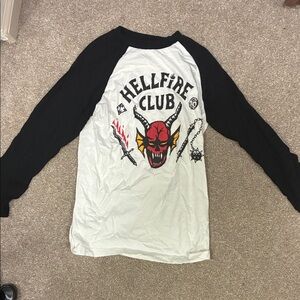 Hellfire Club Raglan Long Sleeve Tee - White/Black